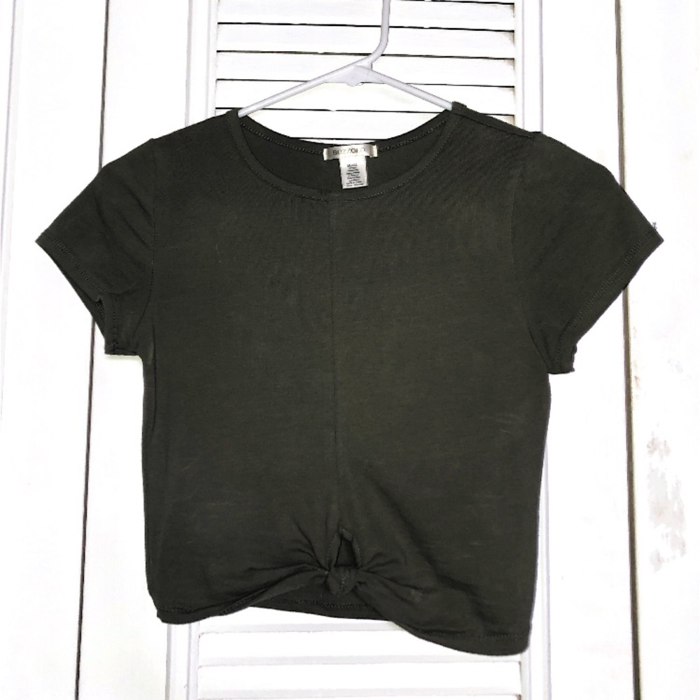 Green Knotted Crop Top